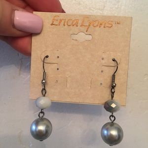Silver faux pearl earrings